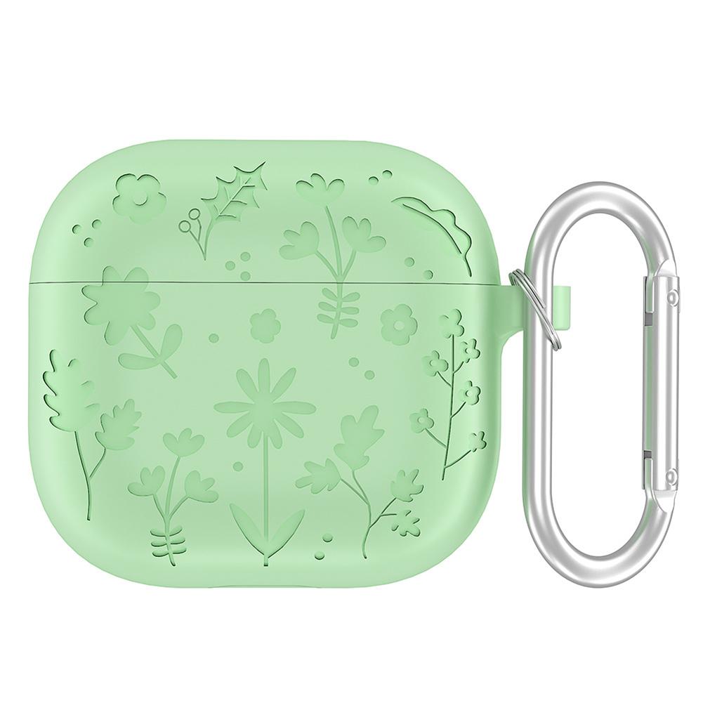 For Apple Airpods 4  Silicone Soft Earphone Case Protective Cover with Carabiner 3D Flower Protective Cover Earphone Accessories