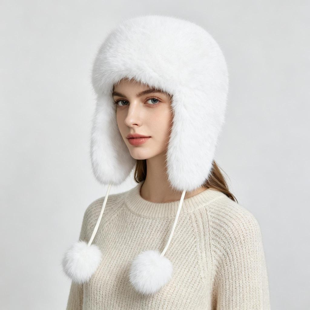 Unisex letecká čepice z umělé kožešiny Zesílená ushanka z umělé liščí kožešiny s klapkami na uši Teplá zimní venkovní čepice