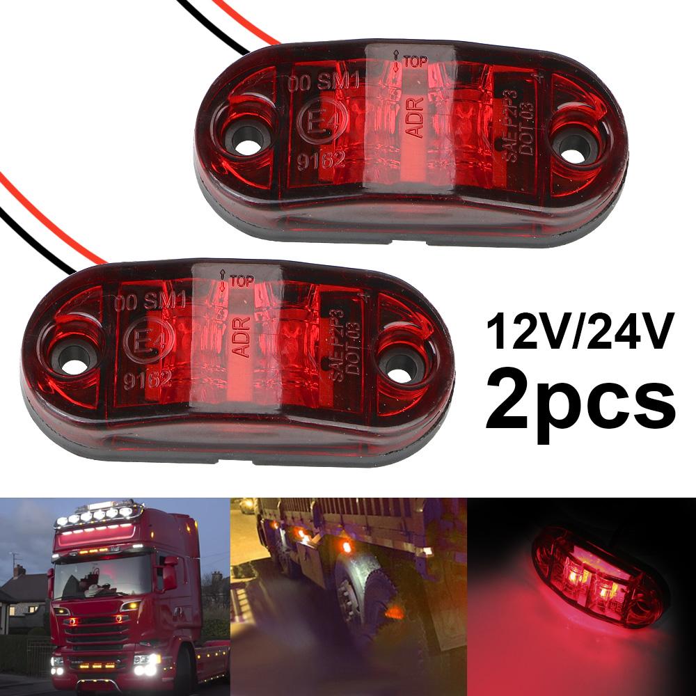 For Trailer Truck Caravan LED Side Marker Lamp Side Clearance Marker Lamp Warning Lights 1 Pair 12V- 24V