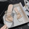 Móda Nové dámské kamínkové pantofle Elegantní sandály Dámská móda Venkovní plážová obuv Pantofle na silném podpatku Plus 35-43 Dva způsoby nošení