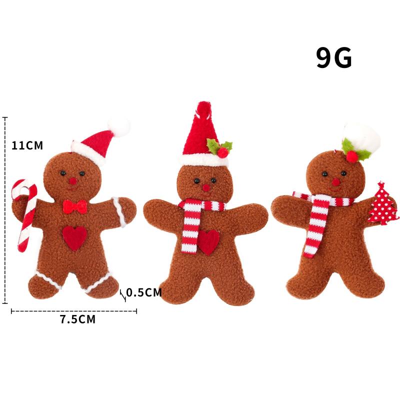 1/3/6Pcs Christmas Fuzzy Gingerbread Man Doll Xmas Tree Pendants New Year Kids Gift Hanging Ornaments Christmas Decorations For