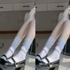Summer Thin Net Socks Paired with Mary Jane Shoes, Ballet-style Hollowed-out Linen Patterned Mid-calf Socks, Women's Pile-up Socks
