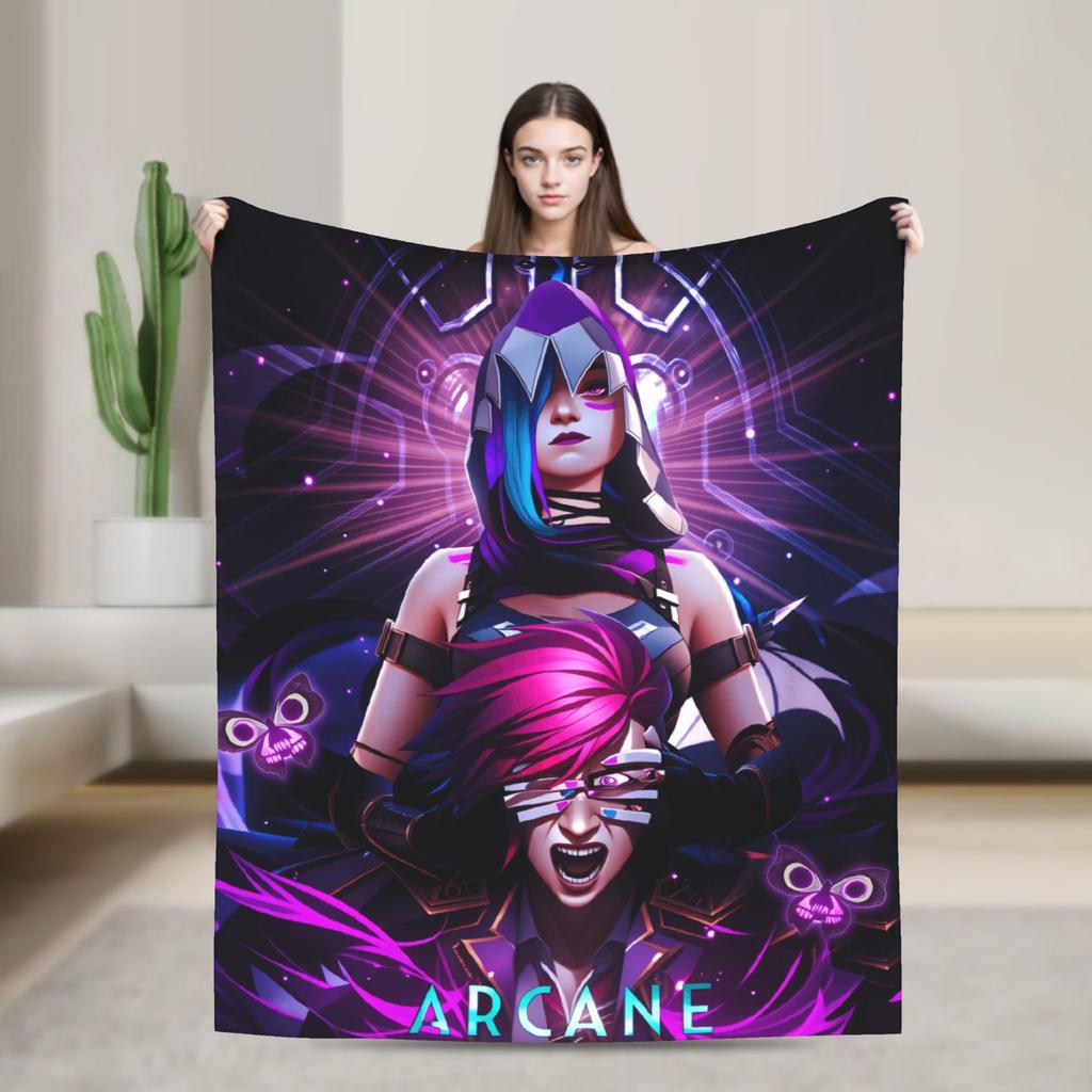 Arcane Blankets Viktor Game Anime Jinx Jayce Caitlyn Jesus Soft Warm Plush Throw Blanket For Couch Bed  Flannel Bedspread