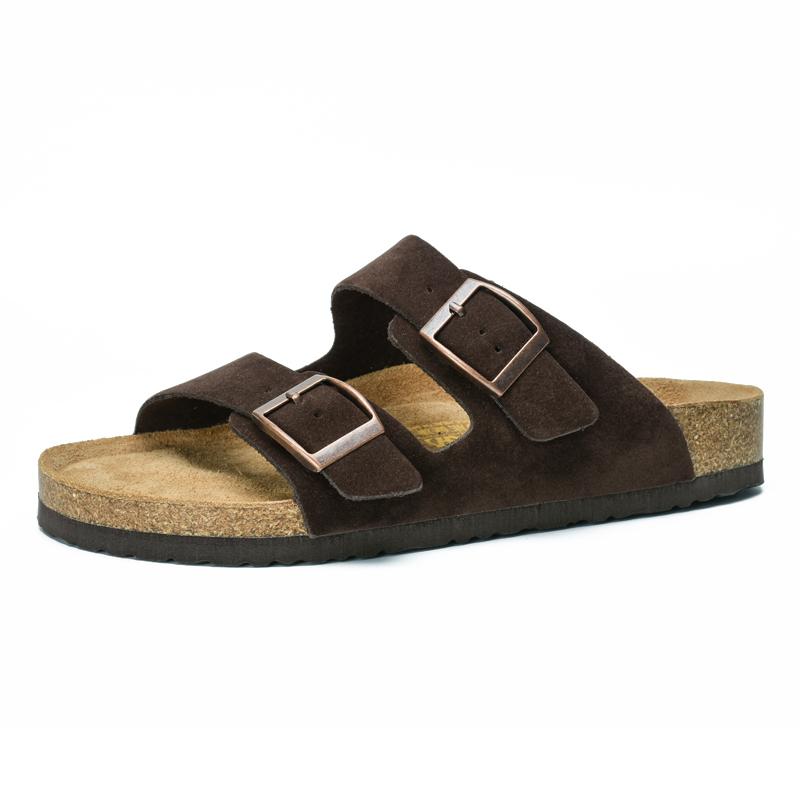 All-match flats beach slippers mens White sandals Thick Sole Cork Slippers Summer Casual Double Buckle Non-slip Clogs Slide