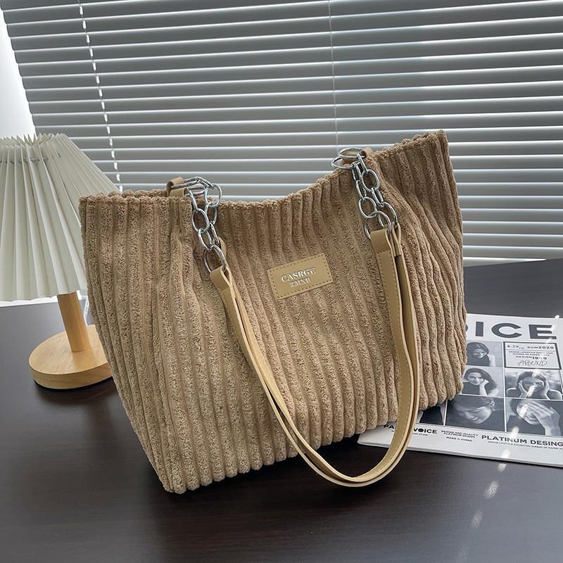 Grote fluwelen ketting tote tas voor dames met ritssluiting voor dagelijks gebruik