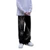 Lente- en herfstherfst herenbroek met print, wijde pijpen en geborduurde jeans
