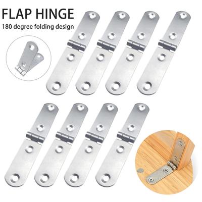 8 Stück anschraubbare Scharniere, Klappscharniere, rostfrei, korrosionsbeständig, glatt, für Schrank, Tisch, Möbel, 180 Grad faltbare Scharniere