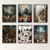 Spooky Halloween Town Folk Magical Forest Ghost Pumpkin Illustration Poster Canvas Painting Wall Pictures Holiday Home Decor