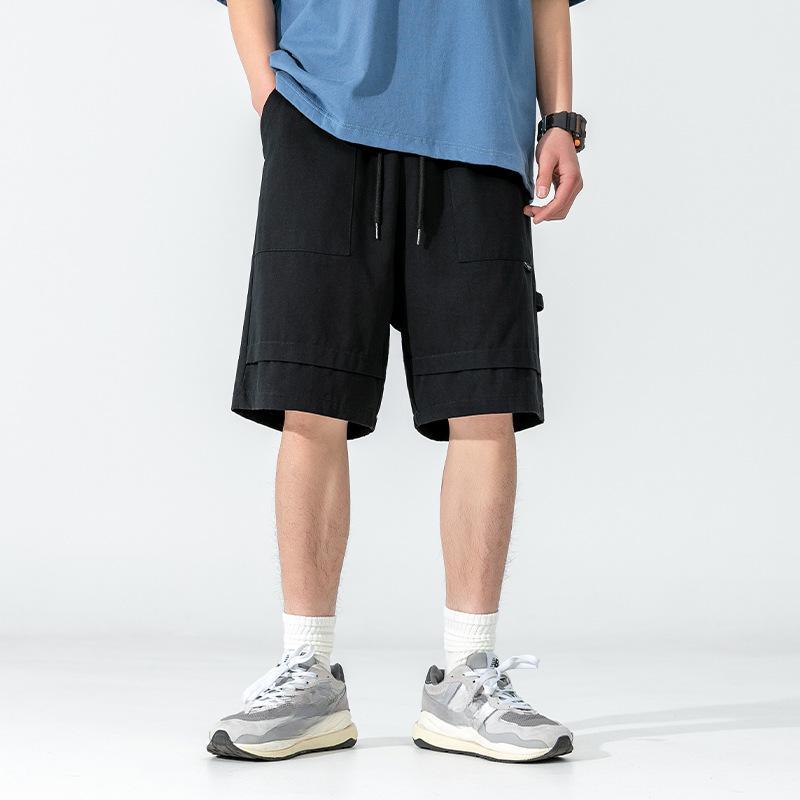 Japanischer Stil Herren Sommer Kordelzug Arbeitskleidung Shorts Lässiges Riemendesign Knielang Sport Shortshose