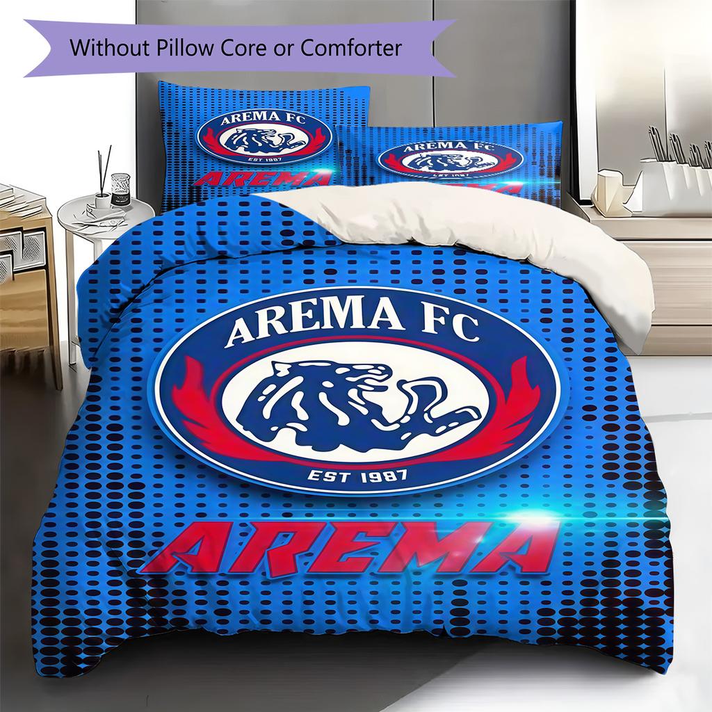 Arema FC Muster Bettwäsche-Set Bettbezug Kissenbezug Heimdeko Geschenk (1 Bettbezug + 2 Kissenbezüge, ohne Füllung)