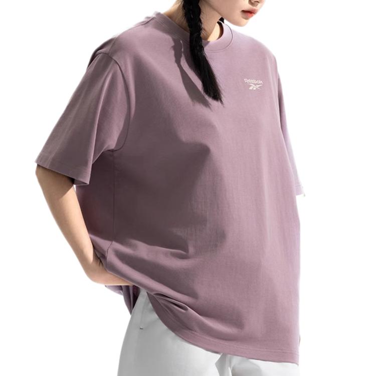 Reebok American Style Comfortable Versatile Round Neck Loose Short Sleeve T-Shirt Unisex T-Shirts Gray Purple 24SRM433UGP3