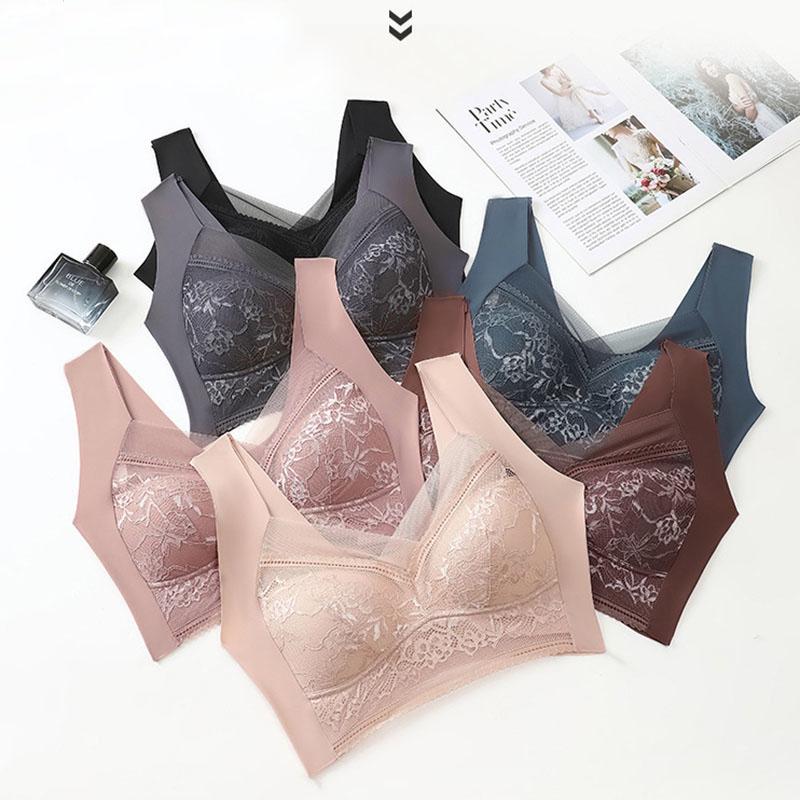 Aktivní podprsenka Dámská Bezdrátová krajka Push Up Sportovní podprsenky Neviditelné sexy spodní prádlo bez okrajů Sensual Gather Bralette