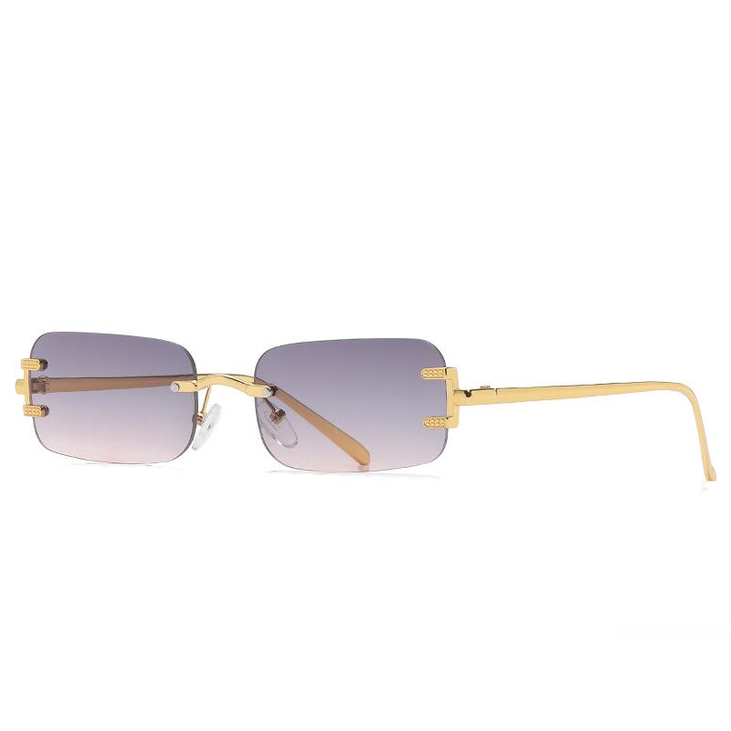 Rimless Cutting Square Sunglasses Ladies Men Luxury  Design Sun Glasses For Female Trend Fashion Vintage Metal Shades UV400