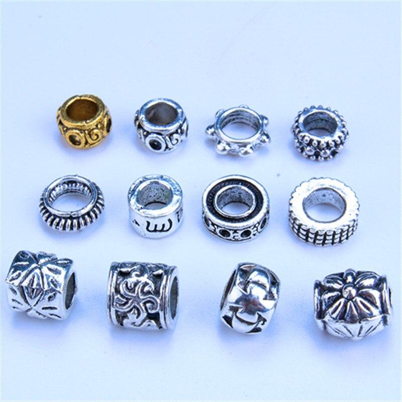 5pcs/bag Silver Metal Hair Rings Braid Dreadlocks Bead Hair Cuffs Dread Tube Charm Dreadlock for DIY Hair Accessaries