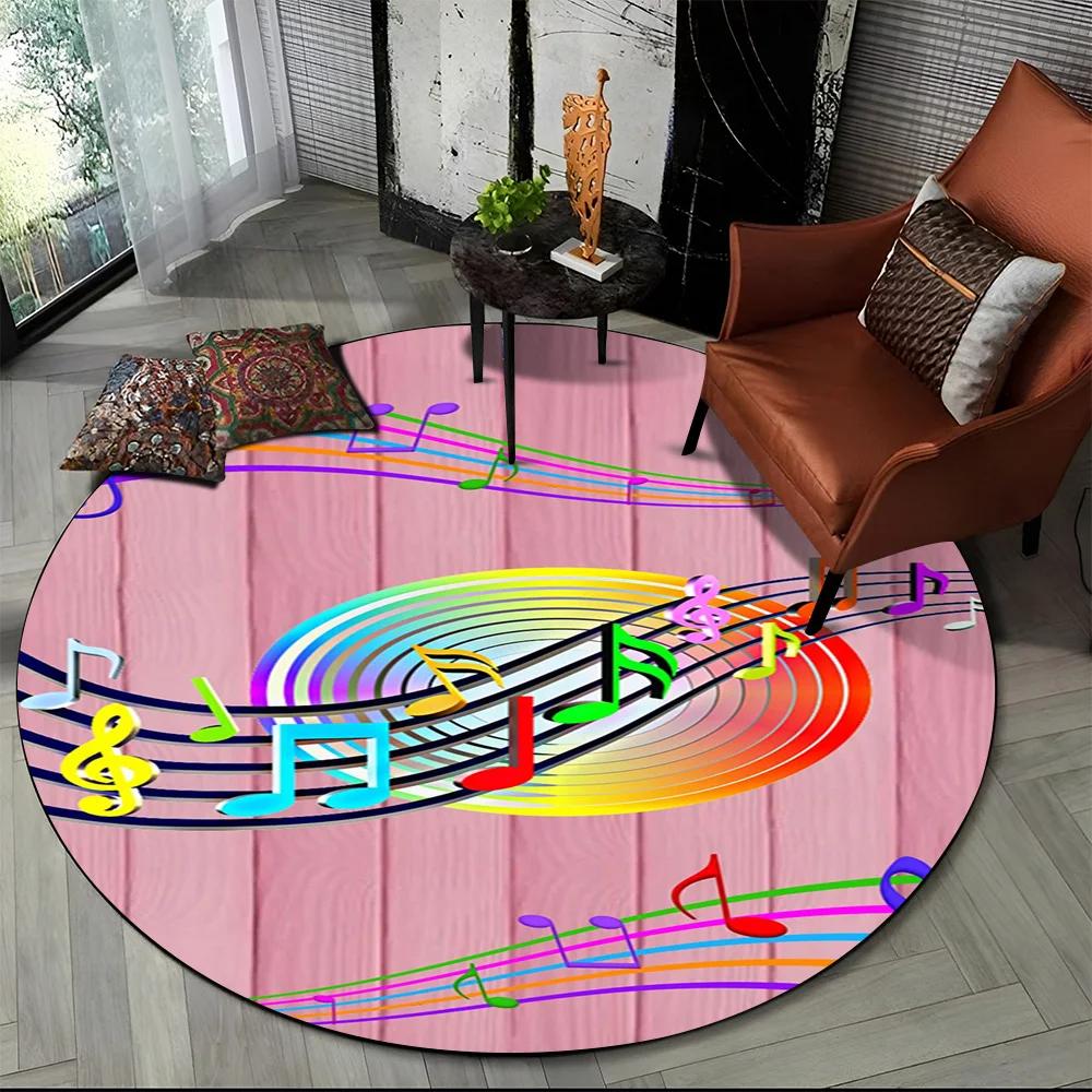 3D Musikalische Note Klavier Kunst Runder Teppich für Wohnzimmer Schlafzimmer Kinder Spielzimmer Stuhl Dekoration, Haustier Bereich Teppich Rutschfeste Bodenmatte