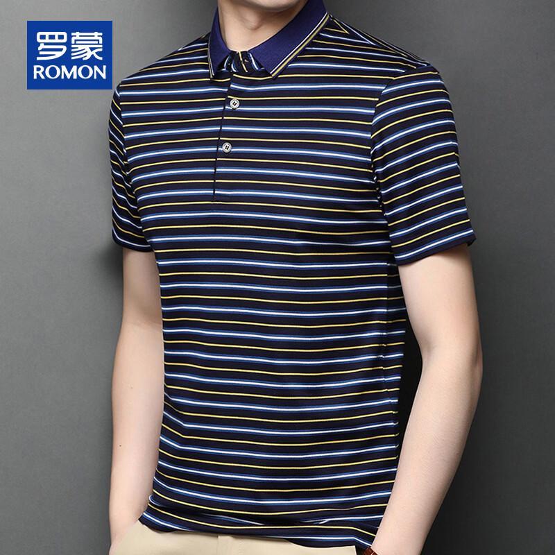 ROMON Men's Lyocell & Silk Blend Striped Short-Sleeve T-Shirt
