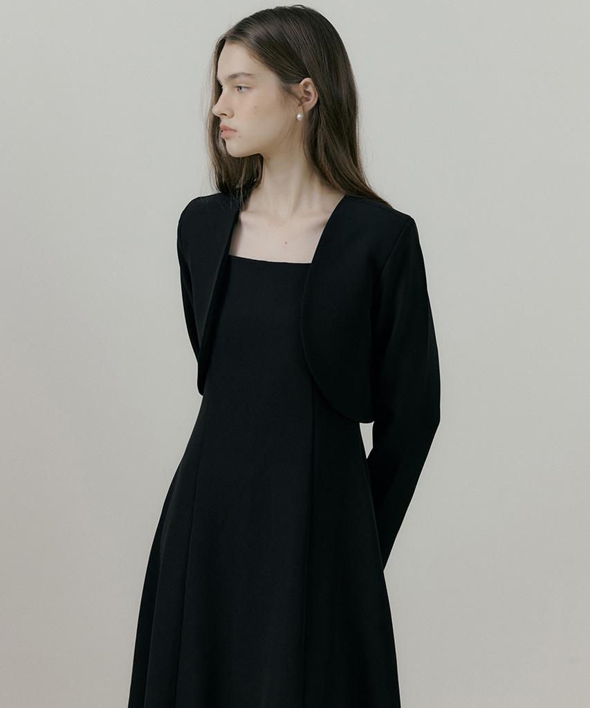 Riorg Rie Round Jacket With Flare Sleeveless Ops Black