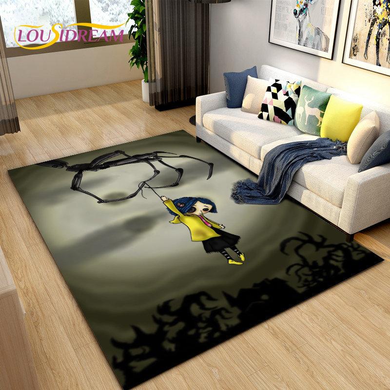 3D Cartoon Coraline Area Rug,Carpet Rug for Living Room Children's Bedroom Sofa Yoga,Kids Play Game Crawling Non-slip Floor Mat