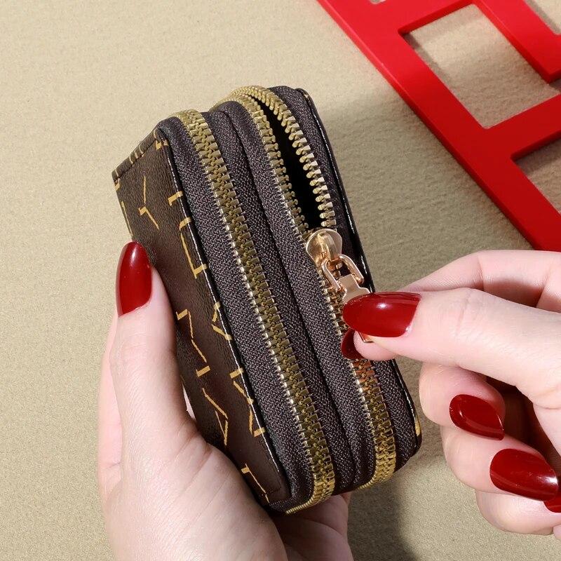Women's Short Wallet Large Capacity Multiple Card Slots Coin Purse Card Holder With ID Window Zipper Card Cases Holder Student Handbag
