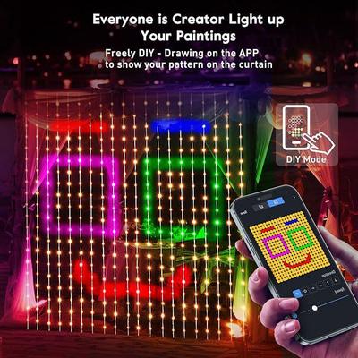 App-Controlled LED Curtain Lights with Smart Dual Control and Mesh Screen for Christmas Decoration