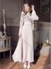 European and American Women's Half-High Neck Long Sleeve Tea Dress, 2024 French Fairy Style, Waist-Slimming Design