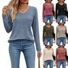 Moda feminina casual cor sólida estampa manga comprida blusas e camisas