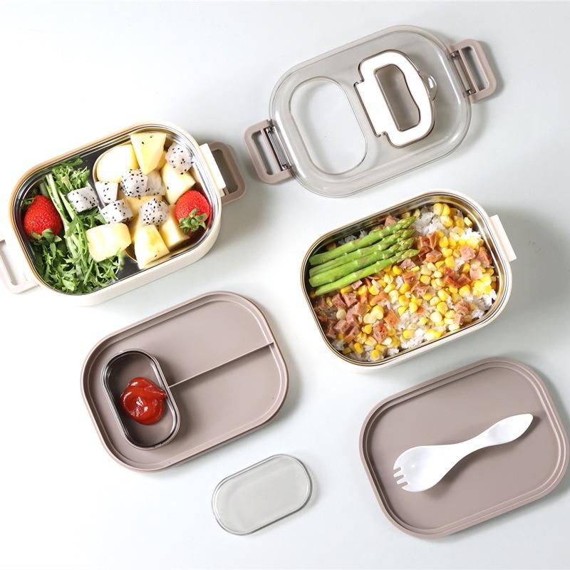 Divided Meal Boxes Square Triple Grid Bento Boxes Can Be In Microwave Oven