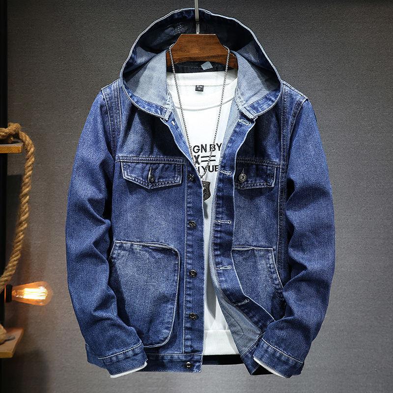 Spring Men's Hooded Denim Jacket Casual Fashion Sport Denim Jacket