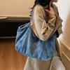 Commuter Tote Bag Retro Large Capacity Underarm Bag Denim Chain Hand Shoulder Bag