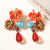 Autumn and Winter New Retro Personality Exaggerated Versatile Flower Water Drop Long Earrings Heavy Industry Temperament