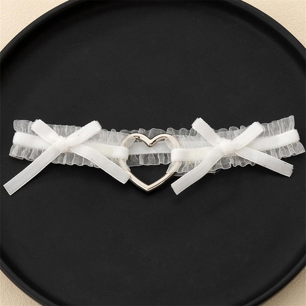 Lolita Lace Garters Leg Belt Punk Cross Heart Bow Leg Ring Goth Elastic Bell Thigh Choker Chain Women Lingerie Cosplay Harness