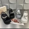 Fashion 2024 Summer Female Pearl Cross Strap Open Toe Sandalias Woman Thick Bottom Lightweight Casual Versatile Roman Beach Shoes Heels