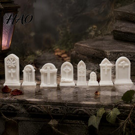 Miniature Garden Gravestone Markers 10Pcs Mini Tombstone, 3D Printed Unpainted Model Kit, Micro Cemetery Graves for Models Diorama Accessories,