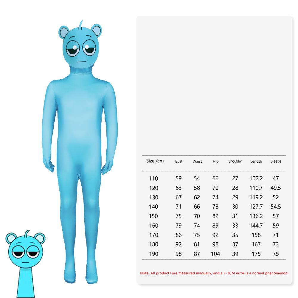 Non-Toxic Sprunki Cosplay Costume Monster Terror Adult Kids Jumpsuit Bodysuit Carnival Party Role Play Child Children Clothes