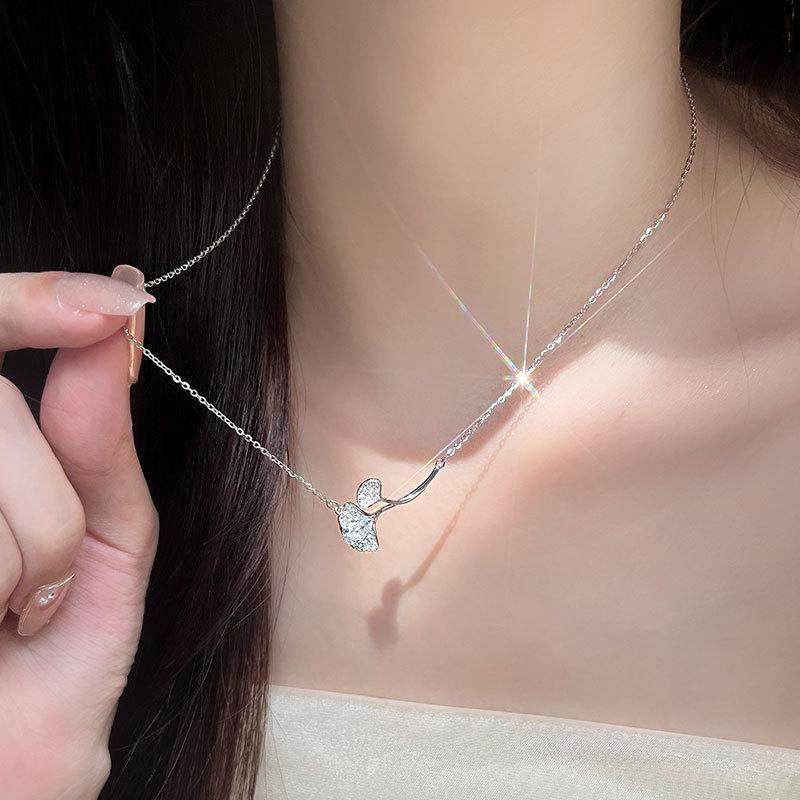 Sansheng Has Apricot and Apricot Leaf Necklace Zircon Apricot Collarbone Chain Forest Series Fresh Accessories
