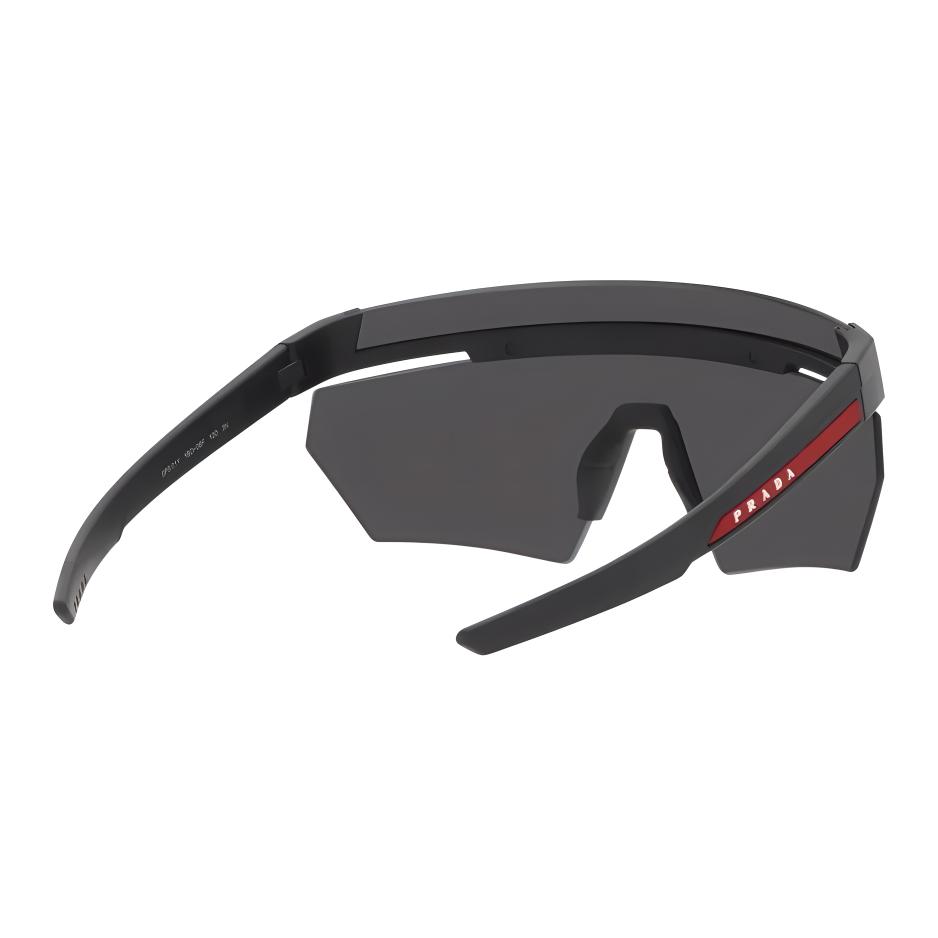 Prada Logo Mirrored Irregular Sunglasses Men Sunglasses Black 0PS01YS1BO06F