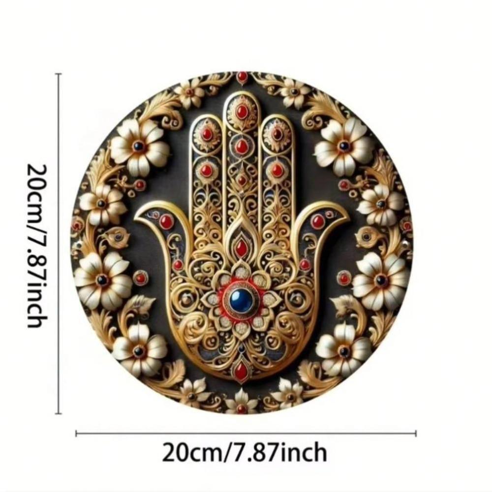 Vintage Hamsa Ruka Kovové Nástenné Umenie Okrúhle Retro Domáca Dekorácia Darček