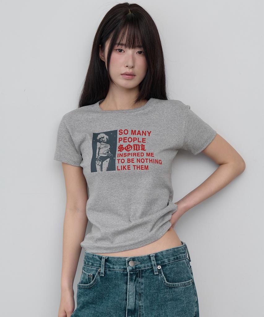 5OML People Slim Short Sleeve Melange Gray
