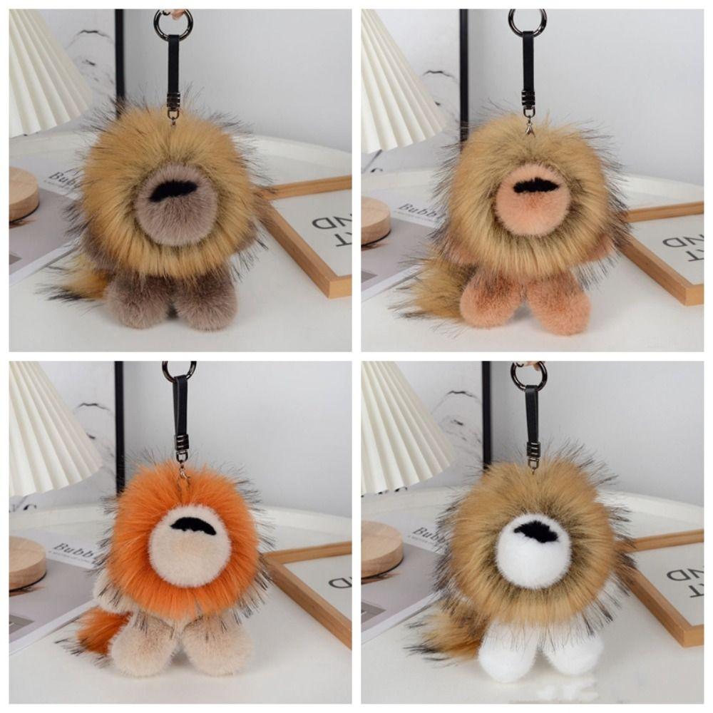 With Tail Plush Lion Keychain Long Mane Cute Animal Keychain Lion Plush Pendant Kid Girls