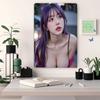 Retro Aluminum Metal Wall Art - Pink Swimsuit Purple Hair Girl Decor, No Electricity Easy To Hang for Living Room Bedroom