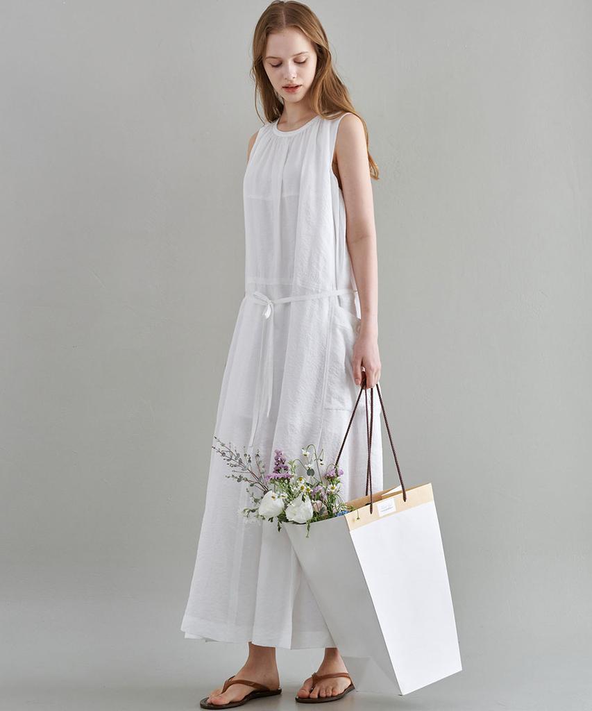 Marop 7106 Sleeveless Long Dress (White)