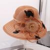 Spring and Summer Women's New Big Flower Feather Decoration Middle-aged and Elderly Mother Mesh Gauze Hat Outdoor Shading Elegant Hat