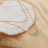 French Light Luxury Titanium Steel Non-Fading Jewelry Fashionable Versatile Stacked Wearing Collarbone Chain Double Layer Blue Zircon Necklace Women