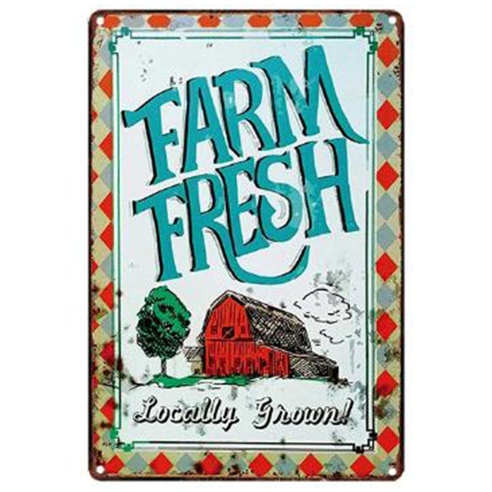 Mfoever Farm Fresh Eggs Metal Tinplate Sign Poster Chicken Egg Shabby Chic Tin Signs Metal Plate Xcm