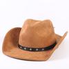 Popular European and American Classic Suede Western Cowboy Hat, Men's and Women's Fashion Big-brimmed Top Hat Shade