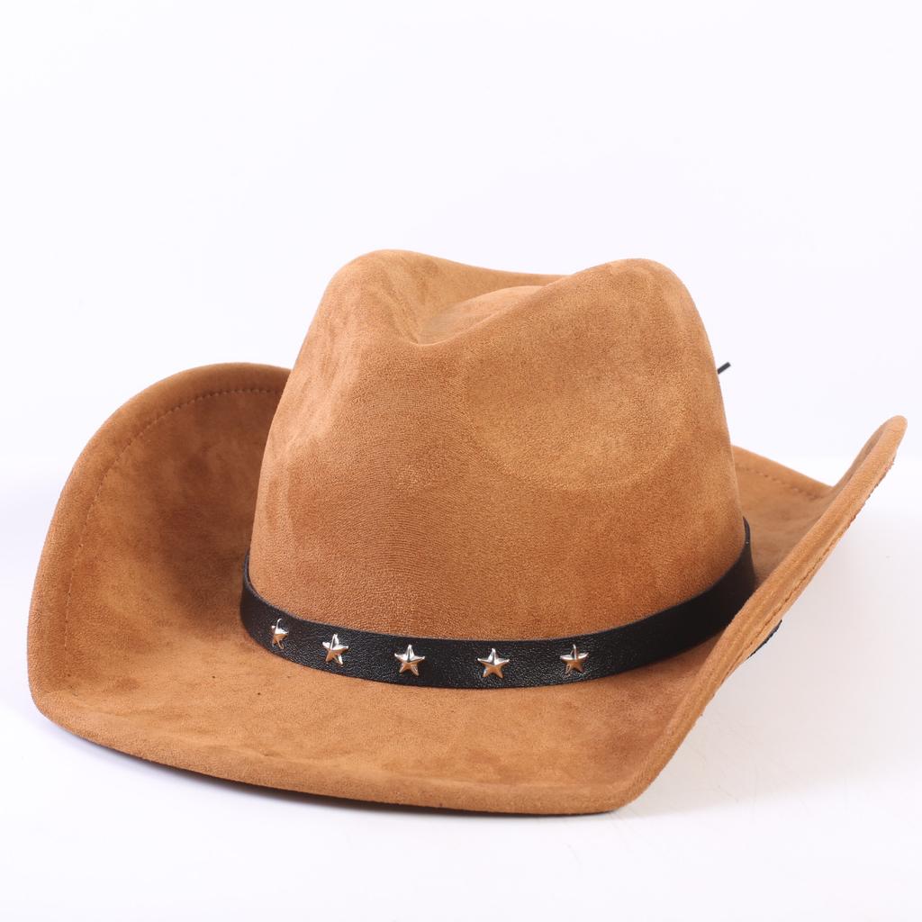 Popular European and American Classic Suede Western Cowboy Hat, Men's and Women's Fashion Big-brimmed Top Hat Shade