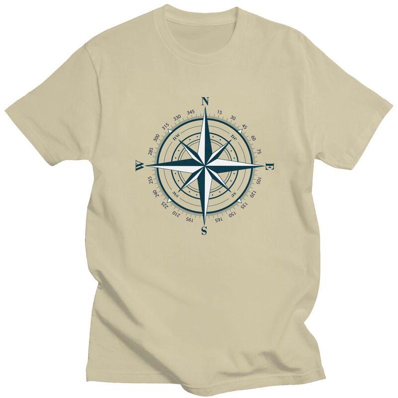 Προσαρμοσμένο Ναυτικό Πυξίδα T-Shirt για Άνδρες Καθαρό Βαμβάκι T-Shirt Casual Μπλουζάκι Κοντομάνικο Άγκυρα Σκάφος T-Shirts Λεπτή Εφαρμογή