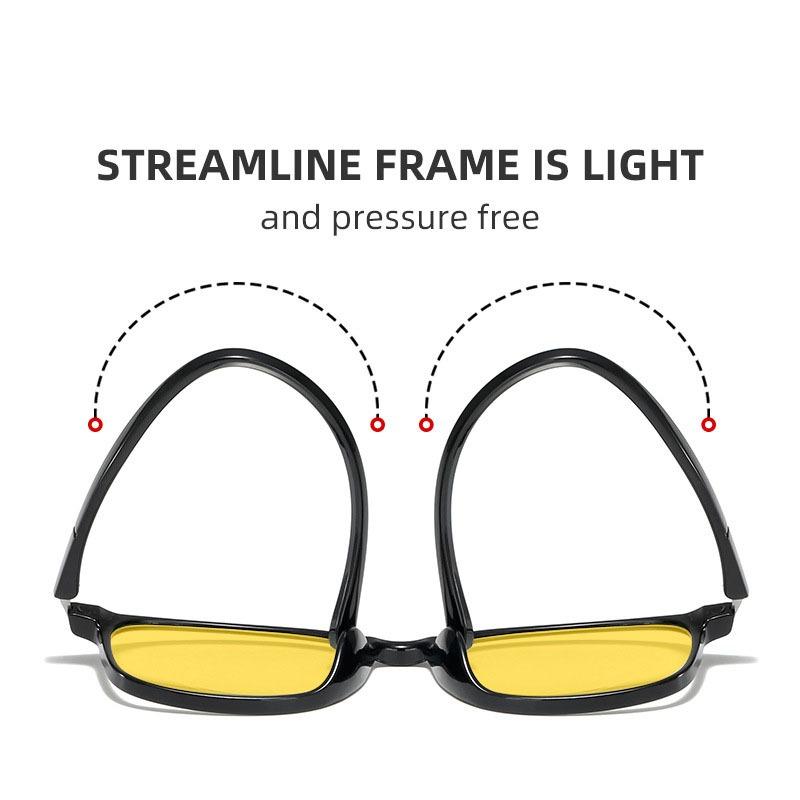 Čtvercové sluneční brýle s rámem TR90 Ultra Light Night Vision Anti Blue Light Pánské a dámské univerzální venkovní brýle