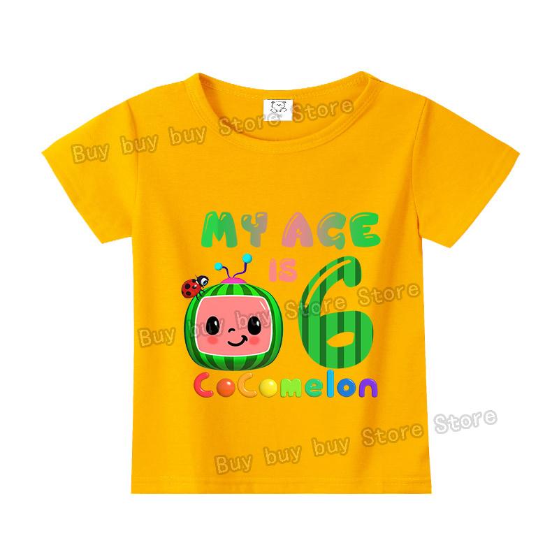 Cocomelons Kids Short Sleeve T-shirt Number 1-9 Cartoon Birthday Children Clothing Summer Sportswear Tshirt Boys Colorful Tee