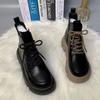Women's  Spring and Autumn New Soft Leather Retro Boots Fashion Thick Soled Tall Short Boots Round Head Strap Short Boots